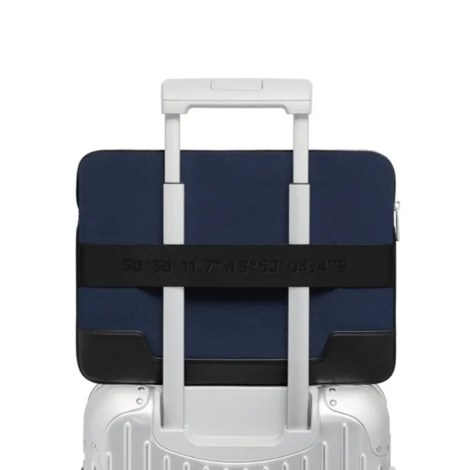 Flache Tasche aus Leder und Canvas Beuteltasche Flache Tasche aus Leder und Canvas Beuteltasche