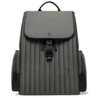 Großer Rucksack mit Klappe aus Nylon und Leder