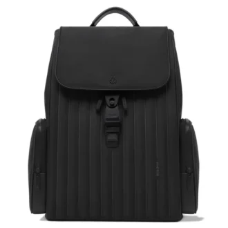 Großer Rucksack mit Klappe aus Nylon und Leder