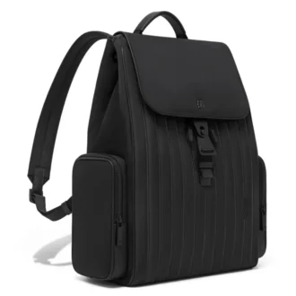 Großer Rucksack mit Klappe aus Nylon und Leder
